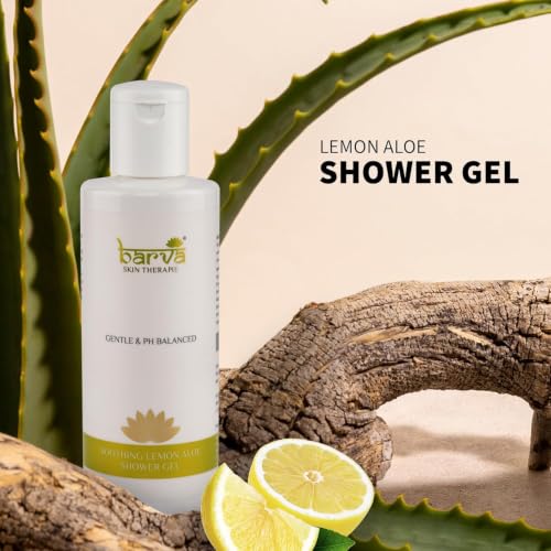 Image of Barva Calming Soothing Lemon Aloe Shower Gel 200ml | Refreshing & Stress Relief Body Wash | With Aloe Vera | Gentle Cleansing for All Skin Types