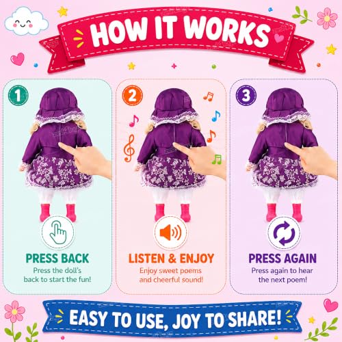 Image of Zest 4 Toyz Musical Doll Singing Rhyming Soft Stuffed Push Touch Sensors Doll Toy for Baby Girl - Purple