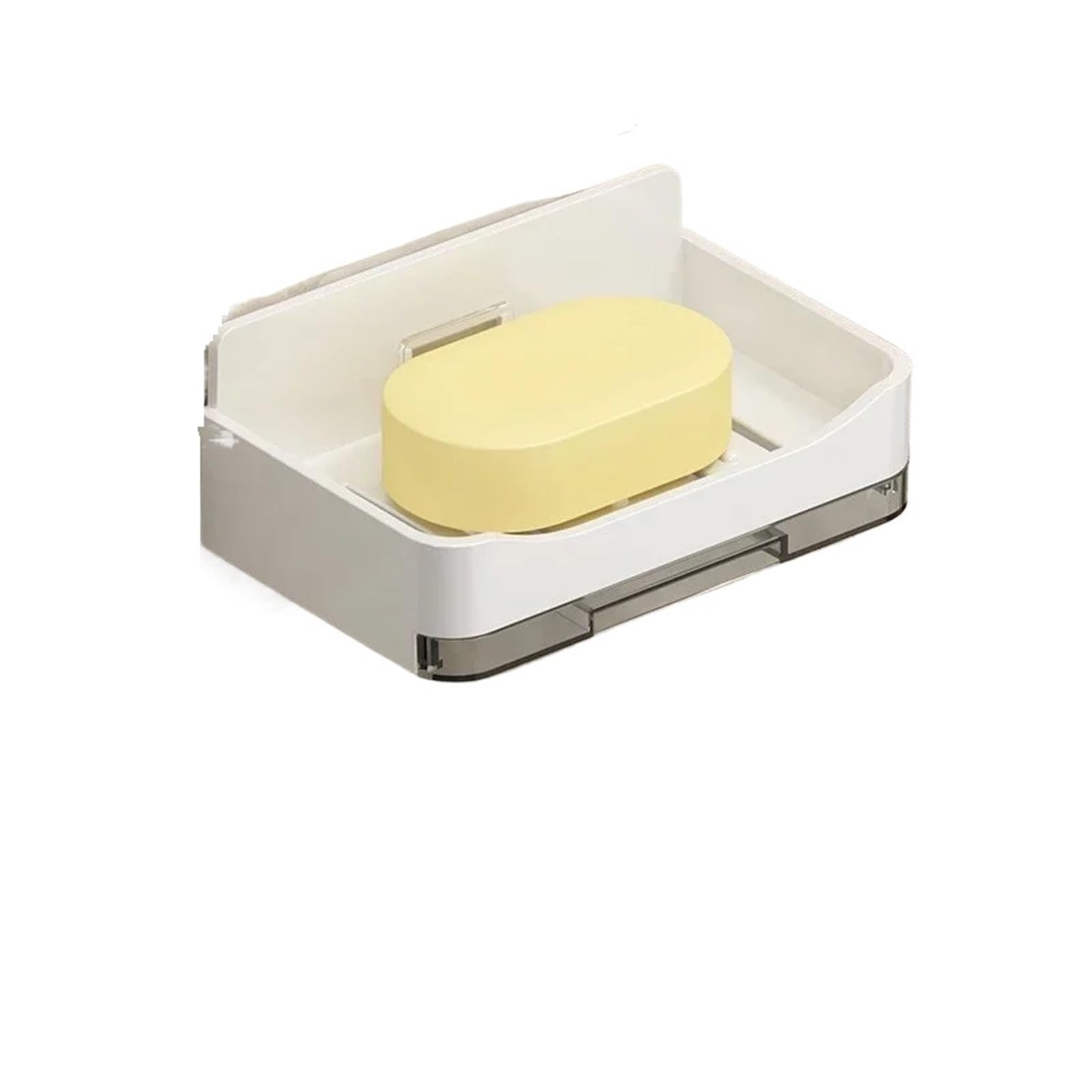 Bathroom Soap Holder Free-Punching Wall Mounted Sponge Organizer Double Drainage Dish Accessories(White)