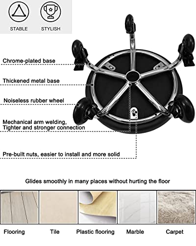 Vapaa taide Banco Giratório com Encosto 450 Libras, Capacidade de Alto Peso, Assento de Rolo de Cour
