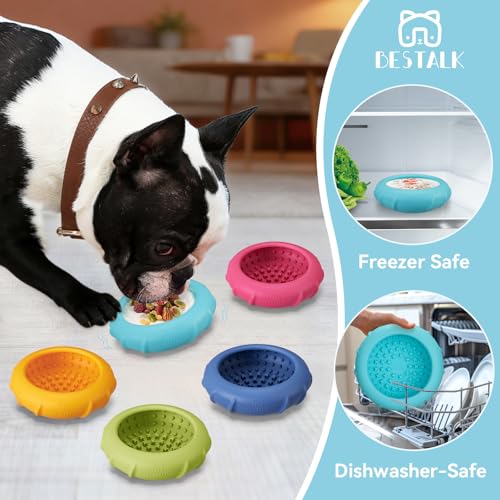 Image of Dog Lick Bowl, Bestalk Wobbly Freeze Bowl Enrichment Feeder for Dogs, Anxiety Relief Lick Mat Puzzle Toy for Distraction, BPA Free Silicone, Dishwasher Safe(Teal,L)