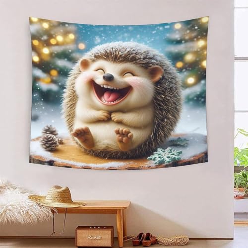 Tapisserie murale hérisson 3D NMOTARVIN 180x230 cm en tissu grand format pour déco de salon