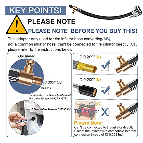 Melphan-Auto Flexible Tire Valve Extension Adapter, Inflator Hose Adapter, Locking Air Chuck Quick Connect and Release, Pressure Adjustable Tire Inflator Pump Hose Adapter for Car Motorcycle Bike,1PC