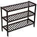 SONGMICS Bamboo Shoe Rack Bench, 3-Tier Shoe Organizer，Utility Storage Shelf Rack, Storage Shelf, 3-Shelf Shelving Unit,for Entryway Hallway Bathroom Living Room and Corridor Brown