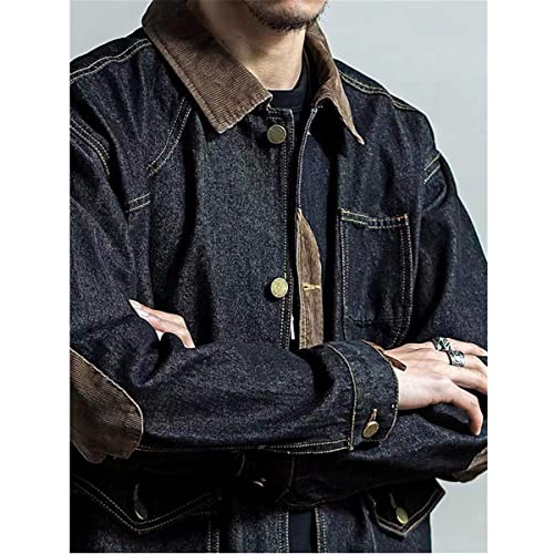 Veste en jean manches longues homme vêtement rétro mi-saison noir XXXL - 2