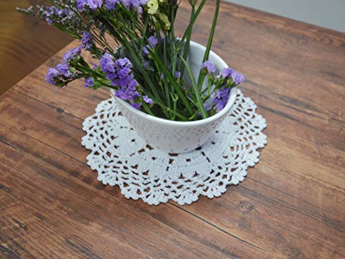 TOSEEY 24 Vintage Hand Made Crochet Doilies Dollies Lace Crochet Cup Mat Pad Coaster Wedding Tea Party decoration 2-7 inches (Beige)