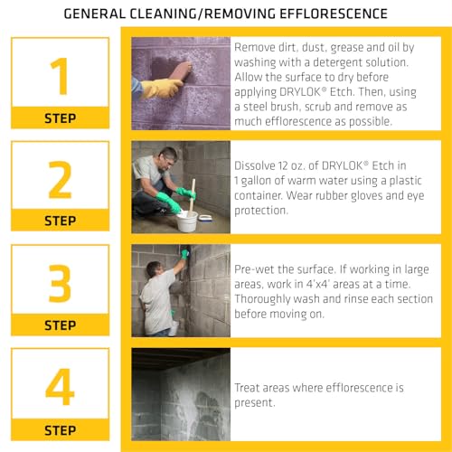 Drylok UGL White - Powder concrete and masonry etch & cleaner - Prepares interior/exterior masonry and concrete for waterproofing and painting - 12 ounce - Thumbnail 6