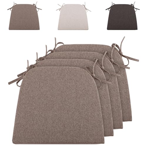 RUIXUAN Cojín para silla con cintas, antideslizante, semicircular, para sillas de casa y jardín, oficina (4 unidades), color marrón grisáceo