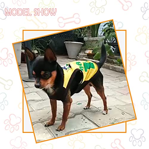 Image of Lulala Dog Shirts Brazil 10 Printed Clothes with Summer Pet T Shirts Cool Puppy Shirts Breathable Dog Outfit Soft Dog Sweatshirt for Pet Dogs Cats (Yellow, 12 INCH)