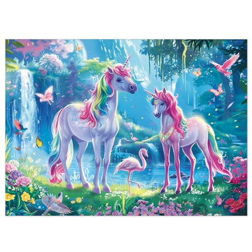 Puzzle de 200 piezas, juego familiar Unicorn Rainbow para niños y adolescentes