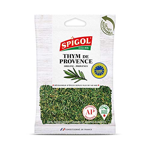 Spigol - Thym de Provence - Pour Parfumer vos Plats - Certifié Authentic Provence - Sachet Herbes Refermable - 100% Naturel - 1 Sachet de 25g Cover