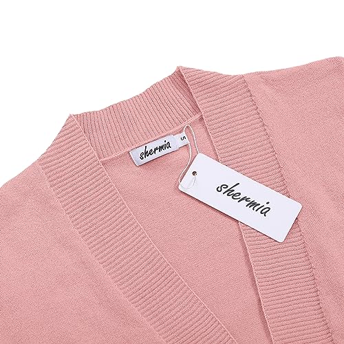 Image of Women's 3 /4 Sleeve Cropped Cardigan Sweater Open Front Short Shrugs Cardigans Lightweight Sweaters