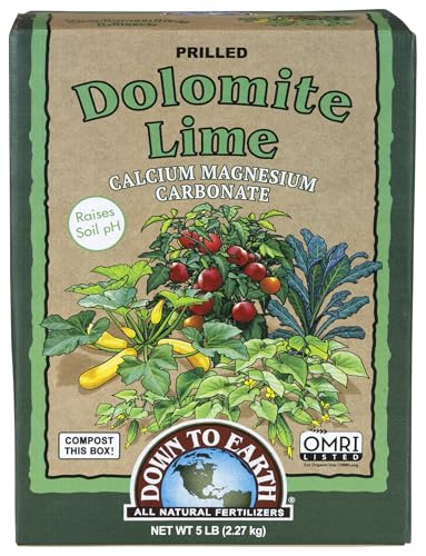 Down To Earth All Natural Fertilizers Organic Prilled Dolomite Lime - Calcium Magnesium Carbonate Raises Soil pH for Vegetable Gardens, 5 lb