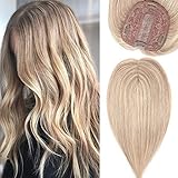 S-noilite Silk Base Topper Human Hair Piece Clip in Balayage Crown Toupee Top Hair Extensions Silk...