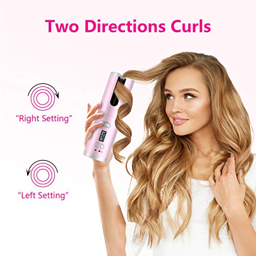 Automatic Curling Iron, Cordless Hair Curling Wand, Intelligent Anti-tangle Hair Curler with Anti-static Infrared & Ionic, MCH Fast Heating & Salon High Heat 390 ℉ with 6 Temp, Rechargeable & Portable - Thumbnail 4