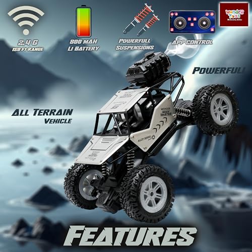 Image of Wonder Remote Control Rock Master /Crawler with Smoke, Monster Car for Kids Monster Truck Rock Climbing Car Toy for Kids (Silver)