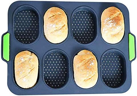 iPstyle Silicone Baguette Pan Hot Dog Molds Non-stick French Bread Loaf Baking Mould, Toast Cooking Bakers Roll Pan Sandwich Mold French Baguette Bread Pan (Grey)