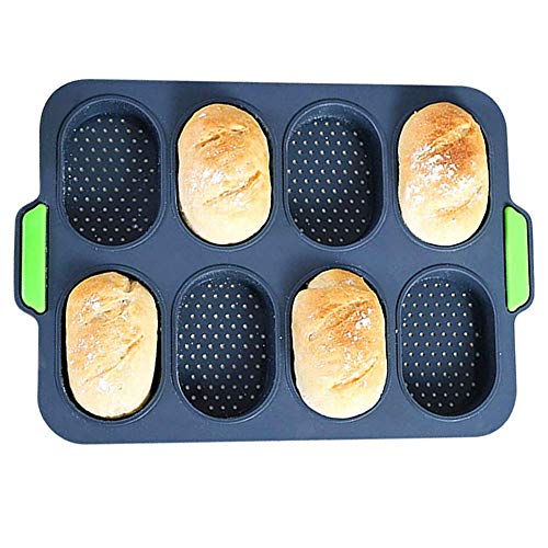 Ipstyle Silicone Baguette Pan Hot Dog Molds Non-Stick French Bread Loaf Baking Mould, Toast Cooking Bakers Roll Pan Sandwich Mold French Baguette Bread Pan (Grey) #TOP19