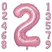 Vonokee 40 Inch Pink Giant Number Balloons 2, Jumbo Digital Foil Mylar Balloon for Birthday Party Wedding Anniversary Celebration Decoration