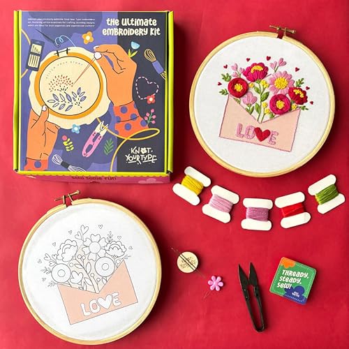 Image of KNOT YOUR TYPE Love Letter DIY Embroidery Kit | Hand Embroidery Kit with All Stitching Materials | Perfect Art & Craft Gift Set, Stitching Kit for Adults