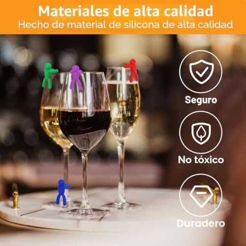 Miniatura 8 de Herchr Identificador De Copas, Marcadores De Silicona Para Copas De Vino Marcadores De Bebida De Silicona Reutilizables Para Fiesta De Bar En Casa