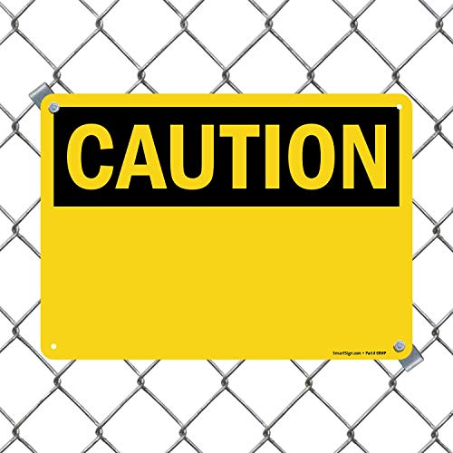 SmartSign \"Caution\" Blank Write-On Sign | 10\" x 14\" Plastic - Thumbnail 3