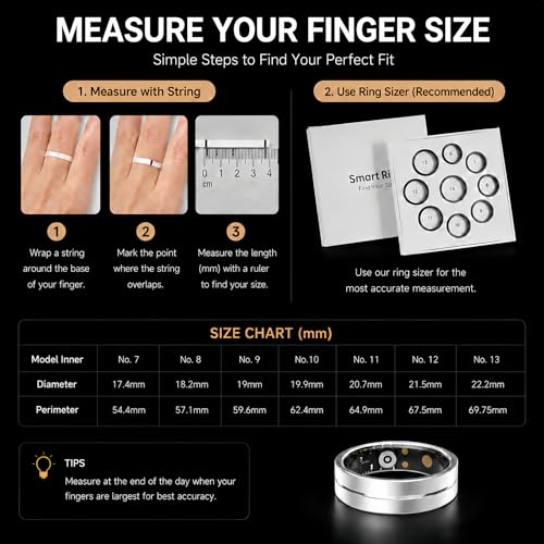 Smart Ring for Women Men, AI Health Fitness Tracker with Sleep, Heart Rate, Blood Oxygen, HRV, Stress, Gesture Photo, IP68 Waterproof, No Subscription, iOS Android (Matte Sliver,8) - Image 3