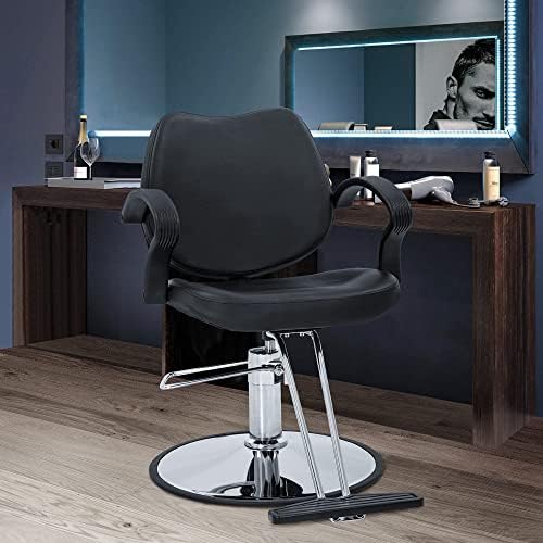 Sentiment 360 Degrees Rolling Swivel Barber Salon Styling Adjustable Hydraulic Beauty Shampoo Hairdressing Chair for Men and Women Hair Stylists, Black
