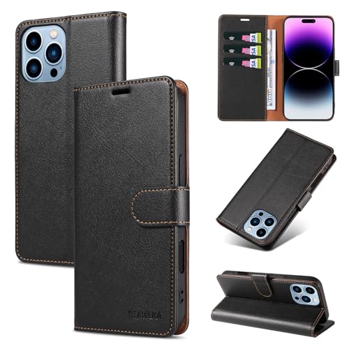 Étui portefeuille iPhone 16 Pro avec rangement cartes et béquille