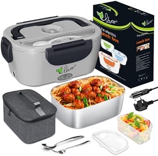 Vovoir Car Electric Heating Lunch Box 60W 12V/24V/220V 3 in1 Home Electric Thermal Lunch Box Food Heater Warmer for Heat Preservation,Office, School, Traveling