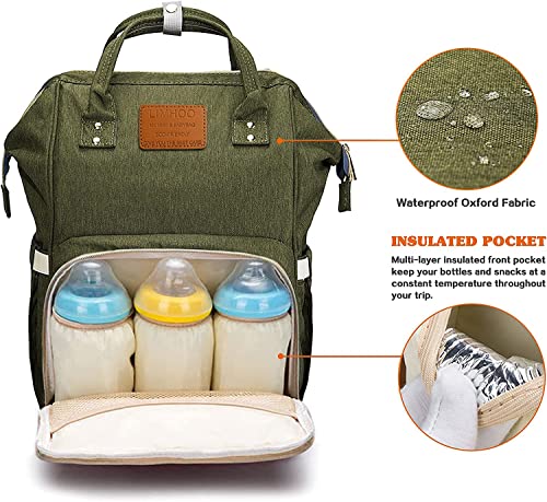 Limhoo Diaper Bag Backpack For Men Dad, Waterproof Large Canvas Camo Nappy Bags, Baby Care Bag (Army Green) #TOP1