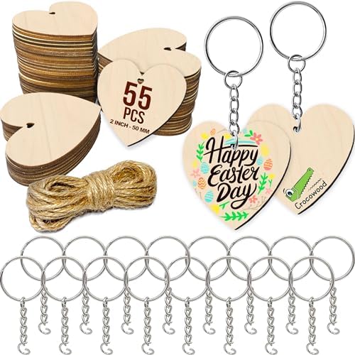 75 PCs Wooden Keyrings Circles Set to Decorate 50 Wooden Circles 4cm
