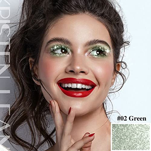 Glitter Mascara,Waterproof Green Mascara For Eyelashes,Luxsea Sparkle Diamond Colorful Mascara,Colored Shinny Lashes Smudge-Proof Shimmer Eyes Makeup Tool For Wedding Party Stage Use #TOP2