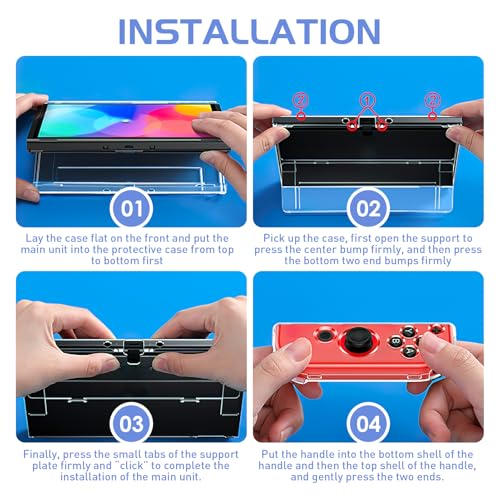 Dockable Protective Case for Nintendo Switch OLED 2021, Clear Crystal Protective Cover for Switch OLED and Joy-Con Controllers TPU Hard Shell Case and Thumb Grip Caps Protector Accessories - Image 6