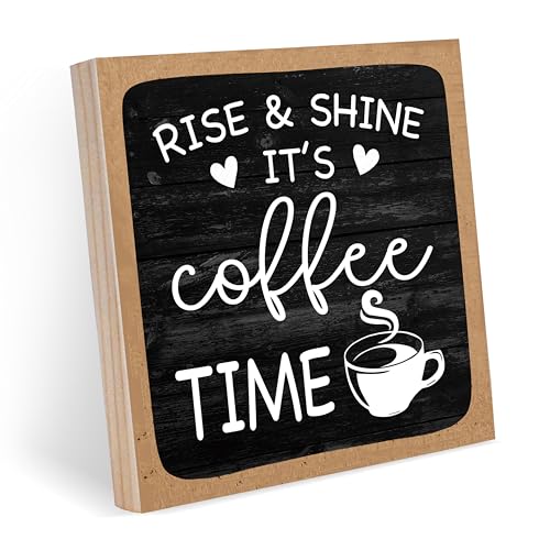Farmhouse Coffee Bar Sign, Rise & Shine It's Coffee Time
