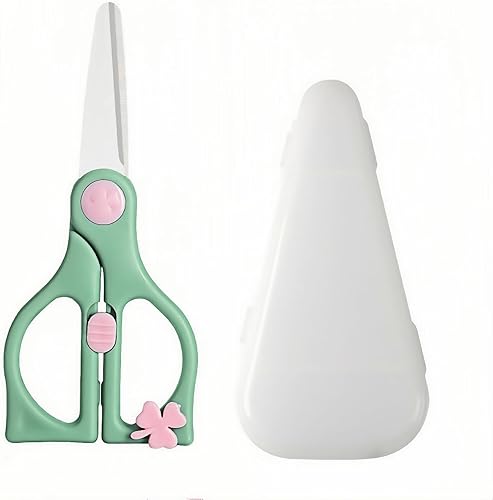 Miniatura 7 de Tijeras de comida para bebés, tijeras de cocina de cerámica seguras para niños pequeños con bloqueo de seguridad y estuche de viaje, las mejores