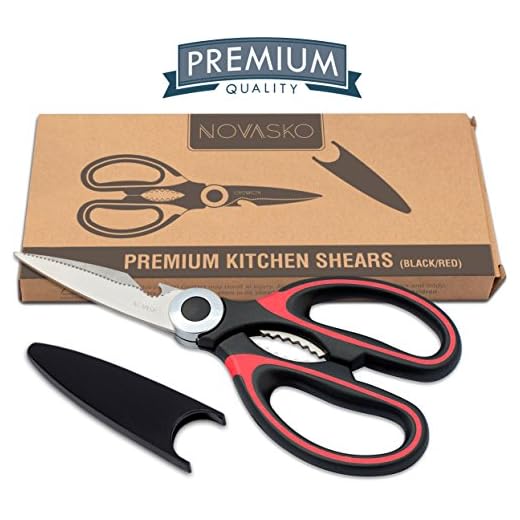 NOVASKO Premium Heavy Duty Kitchen Shears (Black/Red)