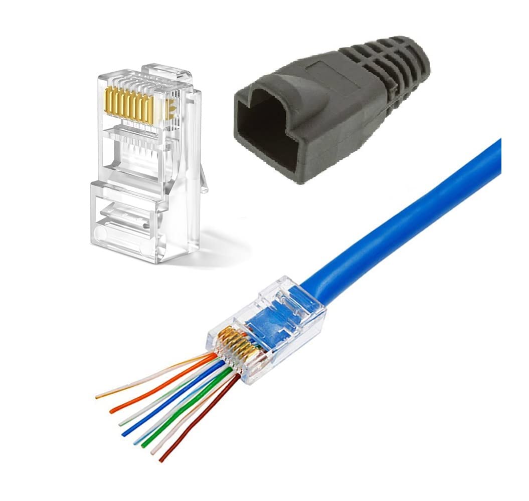 MVTECH 5 Pack Cat6 RJ45 Connectors with Boots, Cat6 Cat5e RJ45 Connector, Ethernet Cable Crimp Connectors UTP Network Cable Plug, 5 PCs Strain Relief Boots Plug Covers, for Solid or Stranded UTP Cable (B0BW22RTPC) Amazon Price History, Amazon Price Tracker