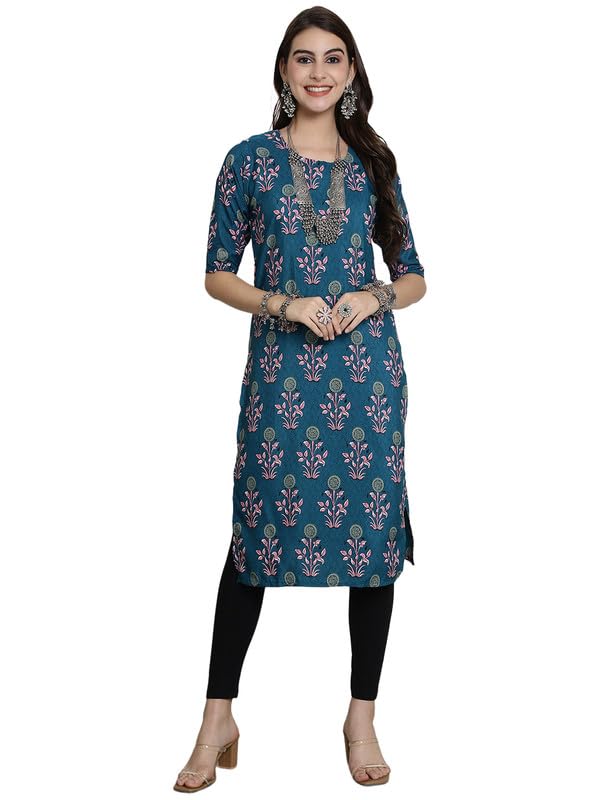 Image of 7Threads Kurti for Women|Kurti|Kurta|Kurta for Women|Crepe Kurti|Printed Kurta|Crepe Straight Kurti Kurti