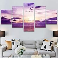 SIGNWIN 5 Panel Canvas Wall Art Modern Art Coastal Colorful Multicolor Photography Romantics Sunset for Home Decorations Ready to Hang - 60