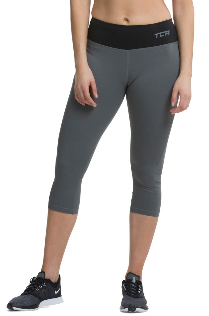 TCA Women's Pro Performance Supreme Cropped Running Leggings - Castlerock Grey/Black, S