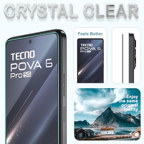 Image of ArmourPro Military Grade Gorilla Tempered Glass Screen Protector Compatible For Tecno Pova 6 Neo (6.78 Inch) With Easy Installation Kit| Edge To Edge Coverage |Black