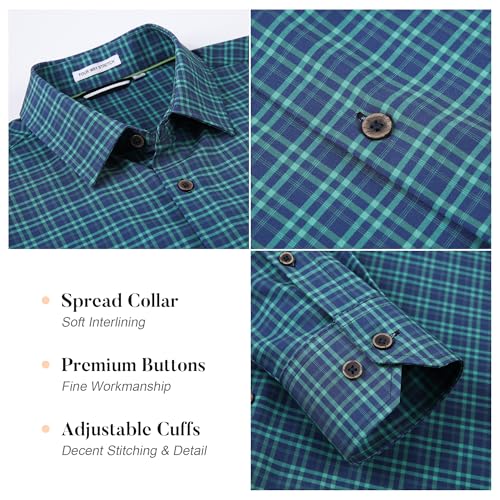 WARHORSEE Mens Dress Shirts Wrinkle Free Long Sleeve 4-Way Stretch Button Down Shirs Plaid Button Up Shirts for Men3