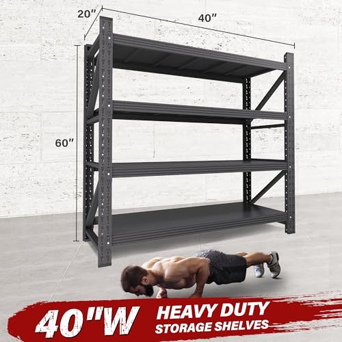 Image of 2000LBS Heavy Duty Garage Shelving Units,40 inch Wide & Deep Storage Shelves,Metal Garage Shelves,Large Storage Rack,Steel Shelf,Industrial Shelving for Shop,Warehouse,Basement,40 inch W x 20 inch D x 60 inch H