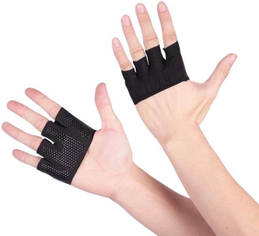SharpointHome 1 Pair Yoga Gloves Men Women Fitness Gloves Breathable Bodybuilding Yoga Gym Weightlifting Cycling Non-Slip Half Finger Gloves (Black Small)