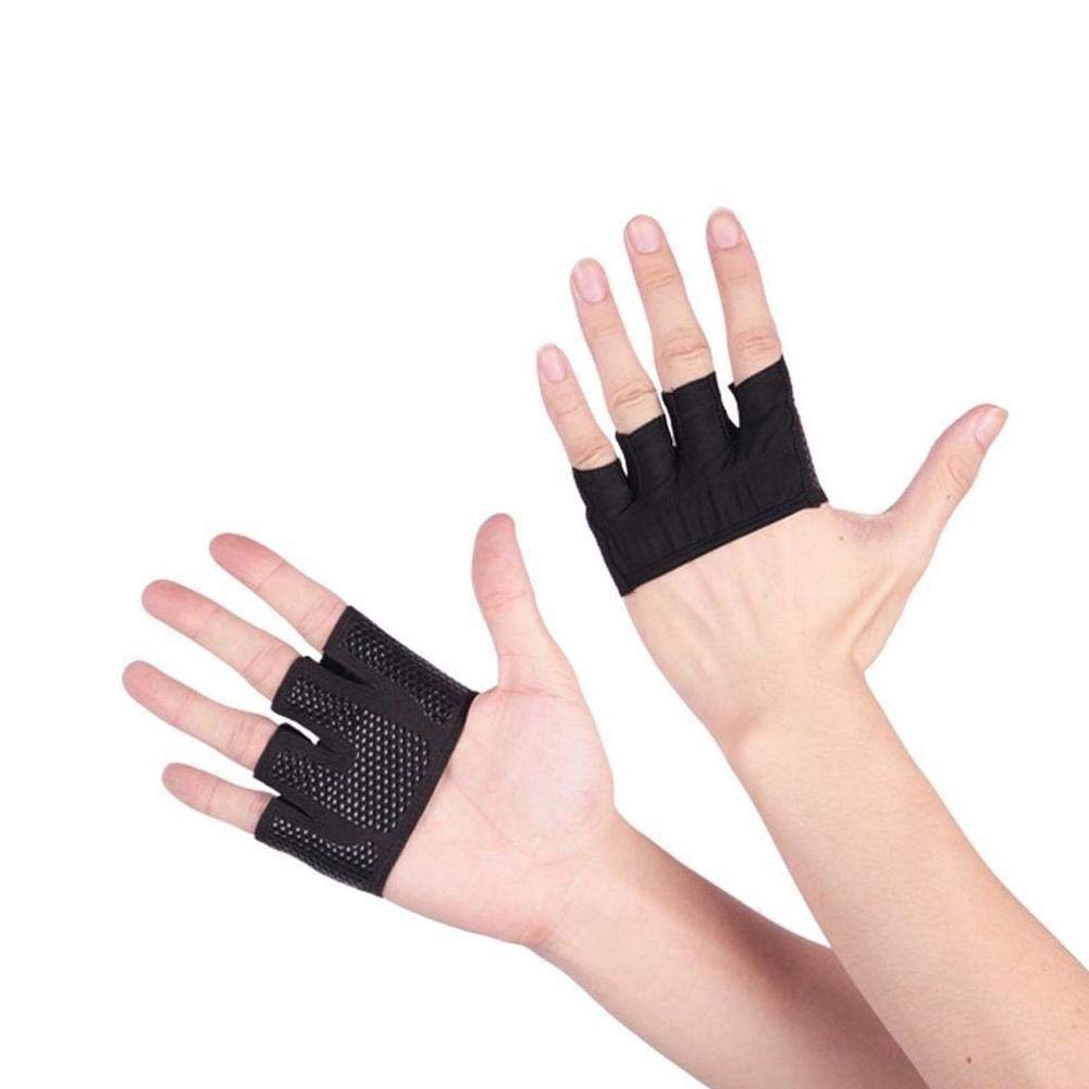 SharpointHome 1 Pair Yoga Gloves Men Women Fitness Gloves Breathable Bodybuilding Yoga Gym Weightlifting Cycling Non-Slip Half Finger Gloves (Black Small)