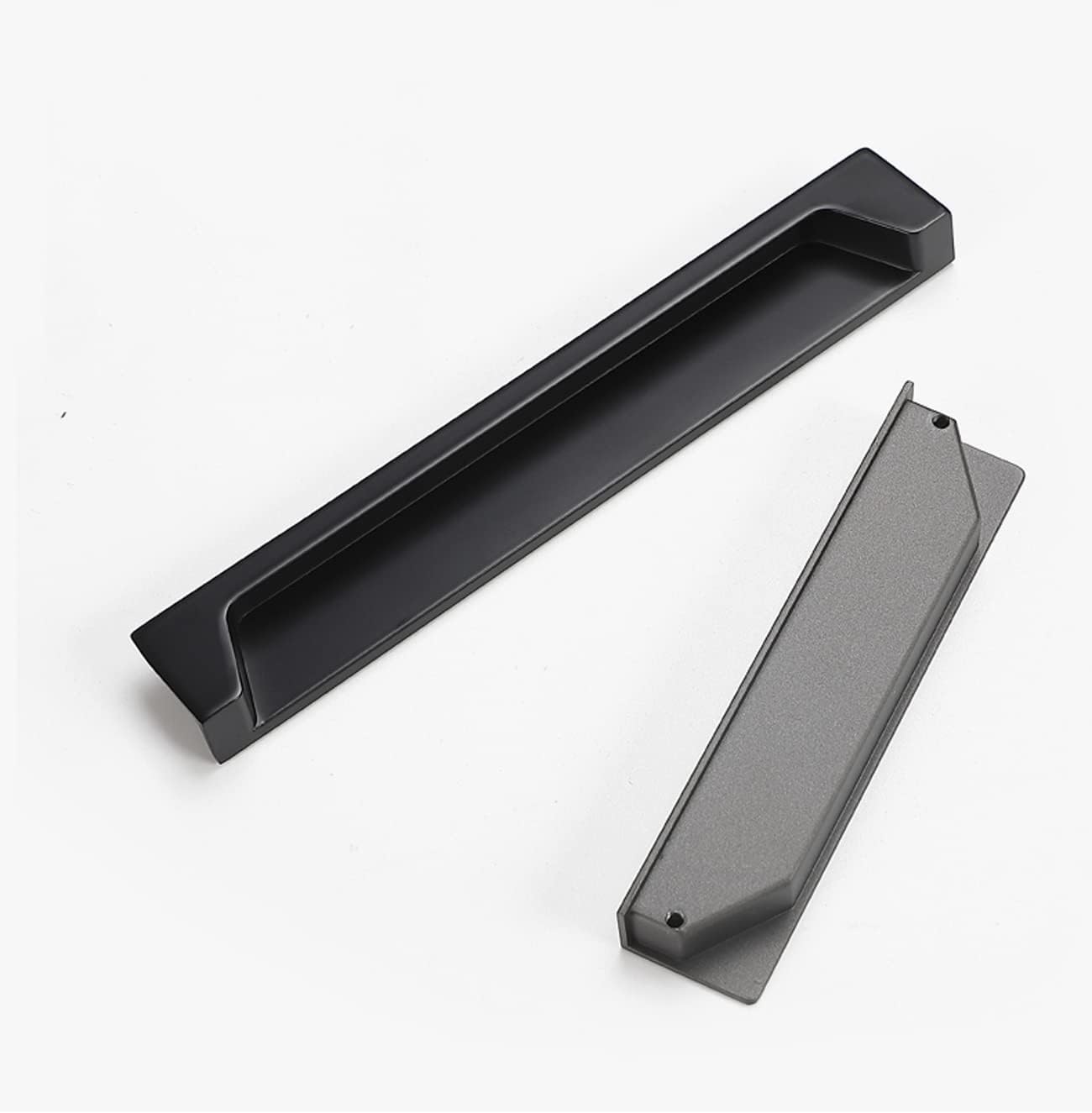 Cabinets Drawers Edge Pulls,2pcs sliding door hardware,kitchen door handles, Hidden Handles Drawer Knob Hidden Cupboard Handle Gold Tatami Sliding Door Handle Concealed Invisible Handle(Matte Black,19