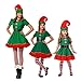 Produktbild YFPICO Kinder Erwachsene Weihnachtskostüm Weihnachtself Set Eltern-Kind-Kostüm Festival Karneval Cosplay Kostüm, Mädchen, 116 (Etikettengröße:120)