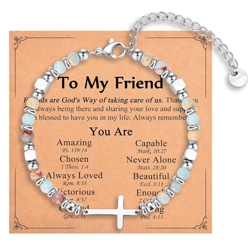 Image of Christian Gifts for Women Girls, Religious Cross Bracelet, Birthday Christmas Easter Baptism Confirmation First Communion Valentines Day Graduation Gifts for Her