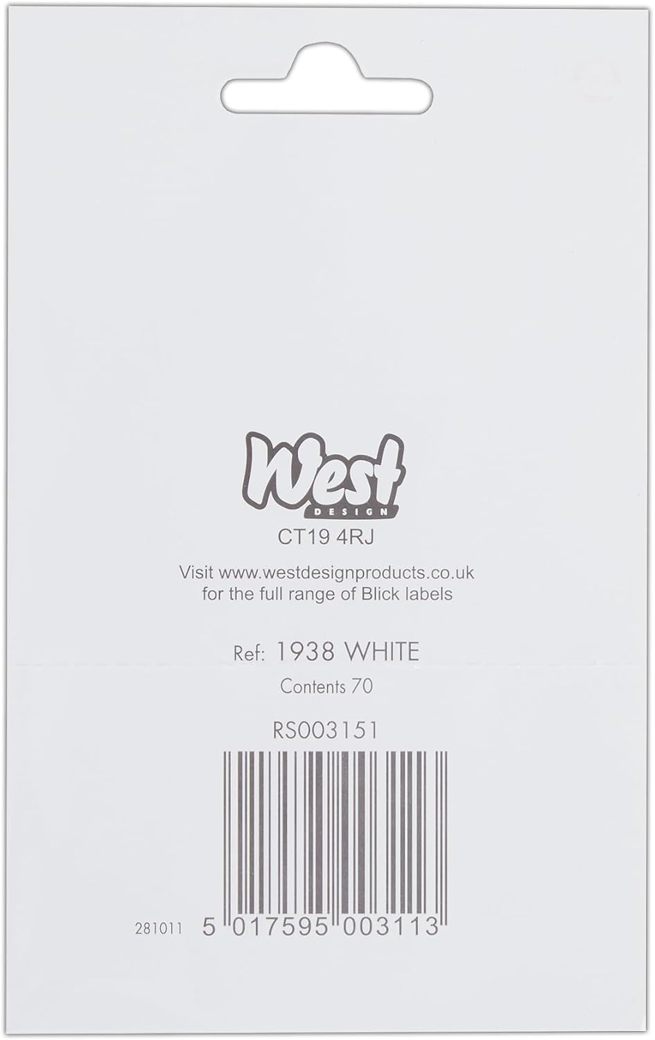 Blick White Sticker 19 mm x 38 mm 70 Stickers